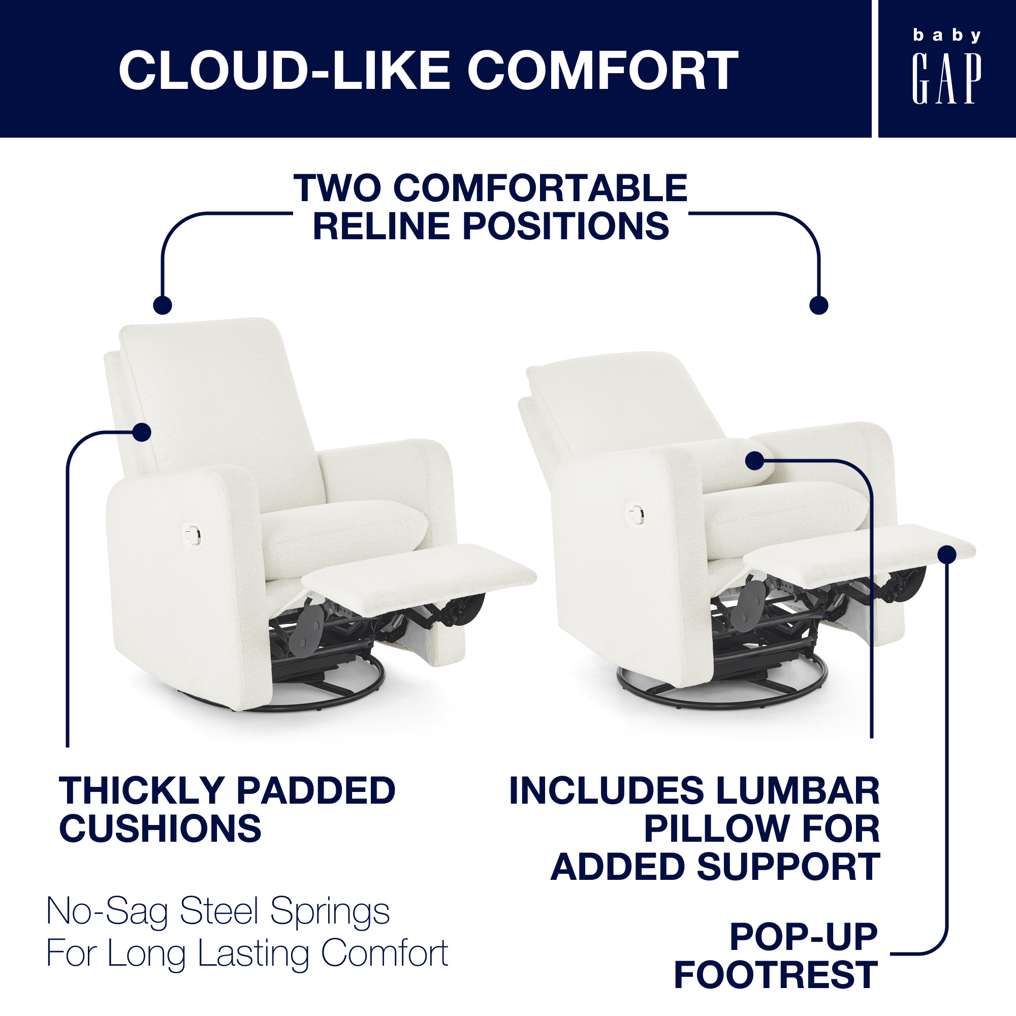 babyGap Cloud Recliner with LiveSmart Evolve Fabric - Delta Children